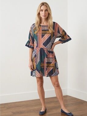 NWT DRA Los Angeles Lex Magnolia Stripe Multicolor Geometric Pattern Dress